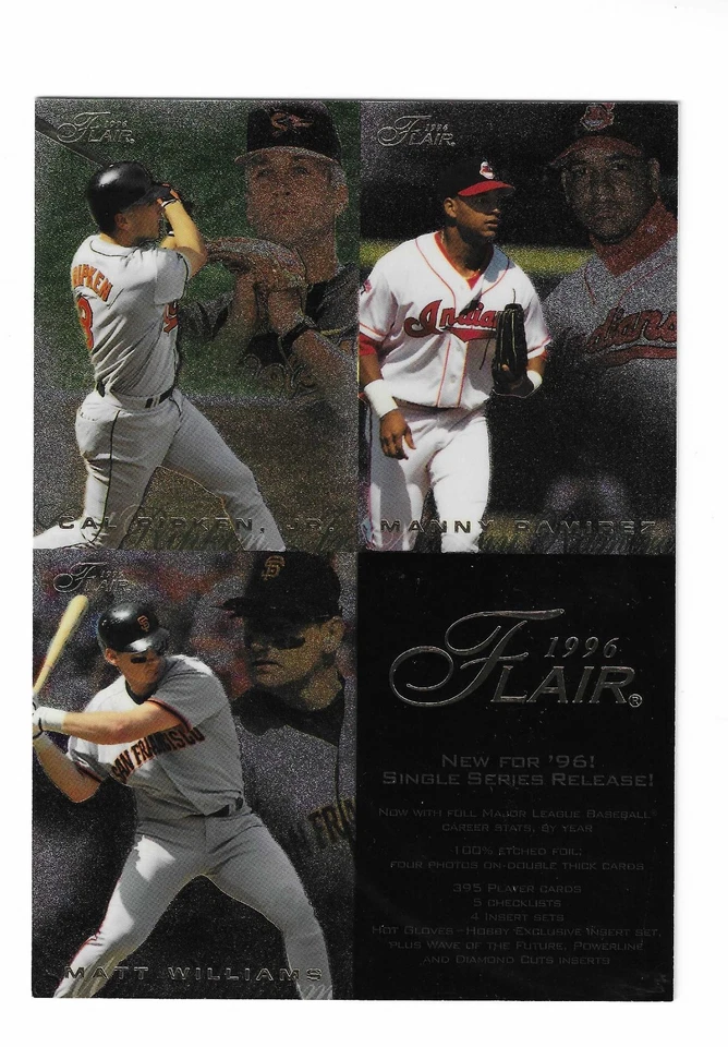 1996 Flair OVERSIZED PROMO CARD Cal Ripken Jr Manny Ramirez Matt Williams - Image 1 of 1