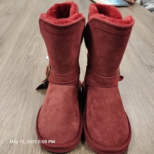 Lamo Water-Resistant Memory Foam Women's Size 5 Suede Boots Vanessa Burgundy New - Picture 1 of 6