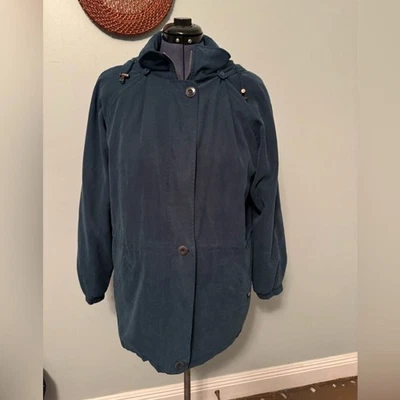 Chaqueta con capucha verde London Fog para mujer talla L Foto 1 de 4