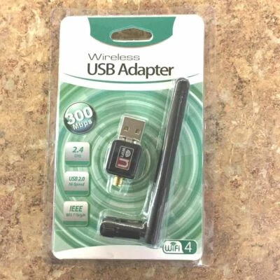 2.4Ghz 300Mbps USB Wifi Adapter High Gain Wireless Network Dongle w/Antenna Kit - Image 1 of 4