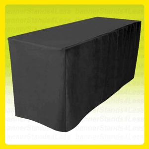 4' Fitted Tablecloth Table Cover 30" Width Polyester - BLACK - Picture 1 of 1