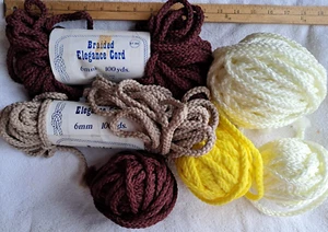 VNTG GEFLOCHTENE ELEGANCE KORDEL - MAKRAMEE - 6 MM - BRAUN & GELB - OFFENE KNÄUEL & ROLLEN - Bild 1 von 1