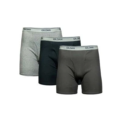 Gildan Men's Boxer Briefs, 3-Pack Charcoal, Black, Sport Grey Heather Size 3XL - Image 1 of 4
