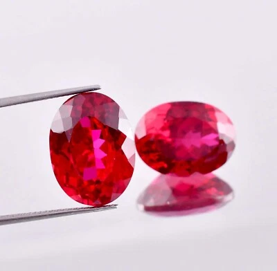 1 Pair 10x16 MM Natural Mozambique Blood Red Ruby Oval Cut Loose Gem Certified - Image 1 of 4
