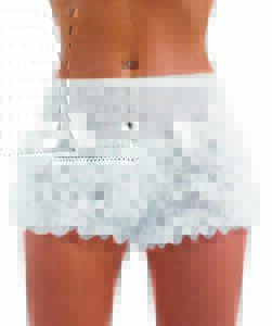 Womens White Ruffle Pants Adult Burlesque Frilly Shorts for Fancy Dress Costume