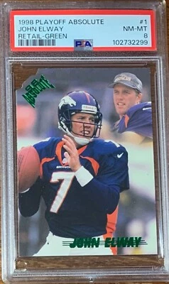 1998 Playoff Absolute Retail Green Die Cut #1 John Elway PSA 8 Pop 1 -0 higher - Image 1 of 2