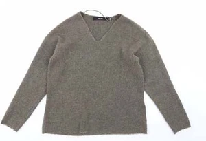 VERO MODA Womens Brown V-Neck Nylon Blend Jumper Size XS - Picture 1 of 12