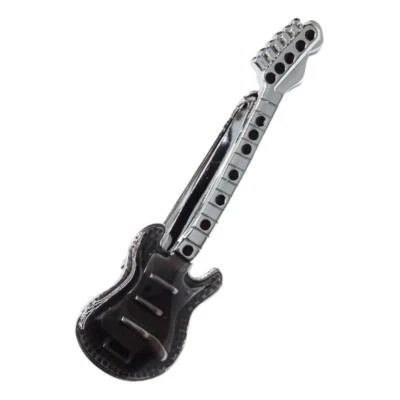 Black on Silver-plated Electric Guitar Tie Bar/Clip/Slide - Image 1 of 2