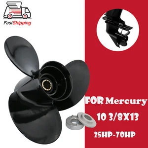  Hélice fueraborda para barco 10 3/8x13 apta para Mercury 25-70HP 13 estrías 48-73136A45 - Imagen 1 de 7