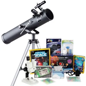 Kids Telescope Space Watcher Series with 35X-350X 76mm Reflector Telescope Kit 8 - Picture 1 of 14