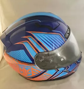 HJC CL-17 Redline Motorcycle Helmet Orange Blue S Small Snell -PREOWNED - Picture 1 of 12