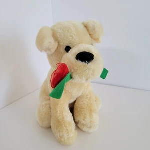Best Made Toys Int Bronceado Amarillo Cachorro Perro Peluche Animal de Peluche con Rosa San Valentín - Imagen 1 de 11