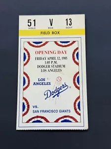 1985 Opening Day Los Angeles Dodgers vs San Francisco Giants Ticket Stub - Picture 1 of 3