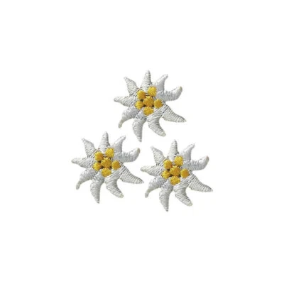 Aufbügelmotiv♥Patch♥ 3 Edelweiss kleine Blüte 22mm  ♥Aufbügler♥Applikation NEU - Bild 1 von 2