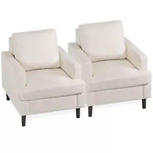 2PCS Modern Accent Chair Upholstered Reading Armchair for Living Room Bedroom - Picture 1 of 23