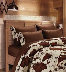 CHOCOLATE RODEO! SHEET SET FULL SIZE WESTERN BEDDING 6 PC LODGE MICROFIBER BROWN - Picture 1 of 3