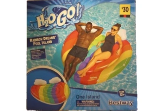 Bestway 2-Person Inflatable Pool Island Rainbow Dreams Swimming Float 64.5"x 58" - Picture 1 of 1