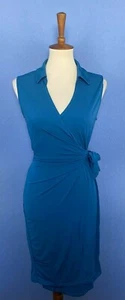 Christin Michaels Womens Gracy Sleeveless Wrap Dress With Collar Blue Size Large - Picture 1 of 4