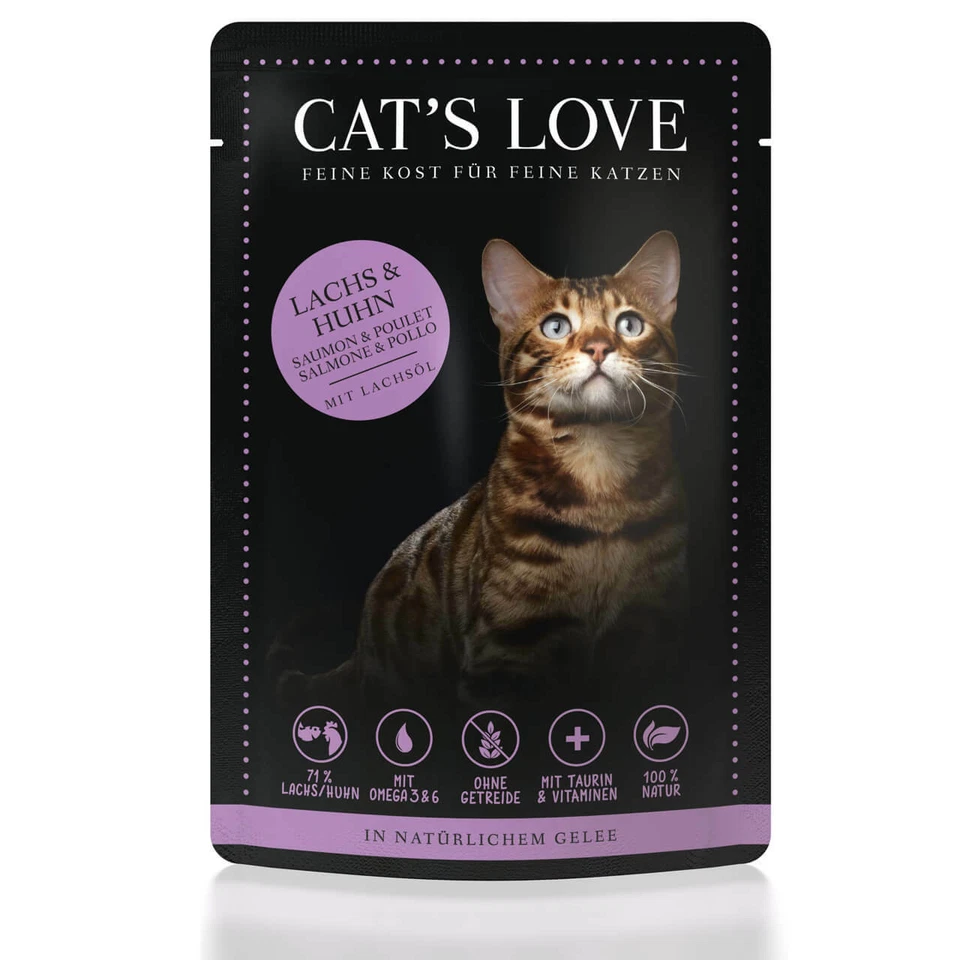 Cat's Love Adult Mix Lachs Huhn Lachs�l 12x 85 g Nassfutter getreidefrei - Bild 1 von 1