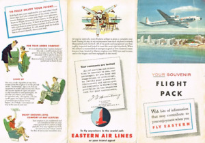 Eastern Airlines Souvenir Flight Pack 2 Postcards Super C Silver Falcon 1950's