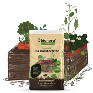 Hochbeeterde 40L Bio Erde "Gemüse satt" von bionero® Terra Preta Schwarzerde - Bild 1 von 5