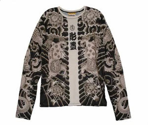 YMX by YellowMan Boy's Madkool Long Sleeve Sepia Yakuza Tattoo Tee, XS - Picture 1 of 4