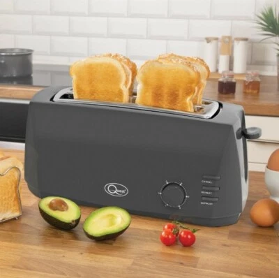 Quest 4-Slice Toasters with Extra Wide Slots / Variable Browning Control- Grey  - Image 1 of 4