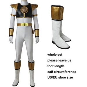 Tuta bianca Ranger Tommy Oliver Dino Rangers uniforme pettorina cosplay personalizzata - Foto 1 di 20