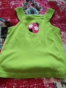 Gymboree size girls 6 green ladybug tank top ruffled straps pink sequins 2008 - Picture 1 of 1