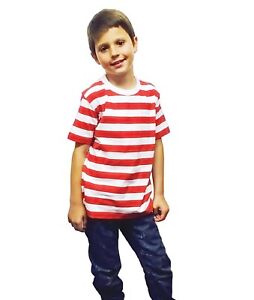 Children's Kids Boys Striped Fancy Dress T-Shirts Costume Party Pirate Sailor UK
