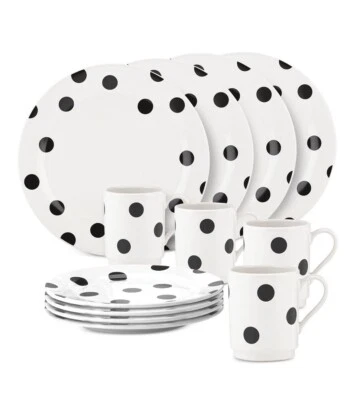 Kate Spade All In Good Taste Deco Dot 12 peças conjunto de louça serviço para 4 novo na caixa - Imagem 1 de 4