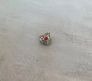 PANDORA Filigree Birthstone Heart sterling silver July ruby charm, 791784SRU - Picture 1 of 6