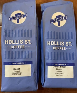 Molido mezclado Hollis St descafeinado y tienda de donas. 2 paquetes de 2 tostados ligeros y medianos de 16 oz - Imagen 1 de 4