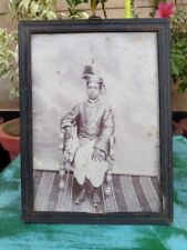 B/W Indian Royal Boy Vintage Miniature Picture Portrait Photograph Print Framed