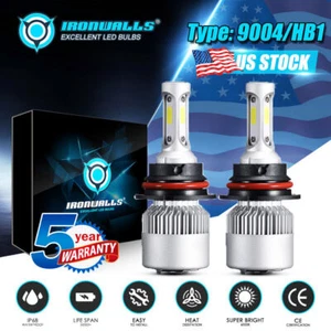 2X 9004 LED Bulbs High Low Beam Headlight Kit 6000K White 300000LM Bright Lamp - Picture 1 of 12