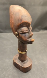 Small Wood Sculpture Bust African 6.5 Tall - Picture 1 of 5