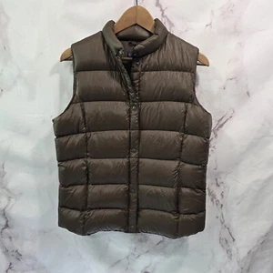 Lands End Vest Women Small Chocolate Brown Down Puffer Insulated Quilted Snap  - Picture 1 of 10