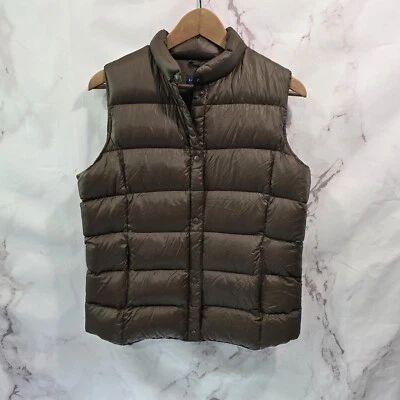 Lands End Vest Women Small Chocolate Brown Down Puffer Insulated Quilted Snap  - Image 1 of 4