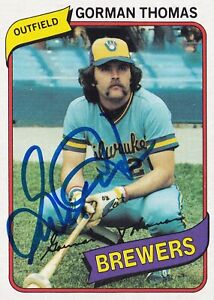 GORMAN THOMAS SIGNED AUTO'D 1980 TOPPS CARD 623 MILWAUKEE BREWERS INDIANS