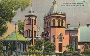 Postcard New York Little Church Around the Corner Linen Unposted - Picture 1 of 2