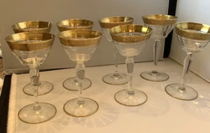 Vintage 8er Set Goldrand Kristall 5 Zoll x 3 Zoll, Cordial Brille - Bild 1 von 4