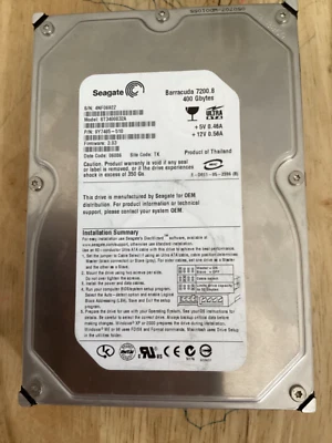 Seagate Barracuda 7200.8 400 GB,Internal,7200 RPM,8.89 cm (3.5") (ST3400832A)... - Image 1 of 2