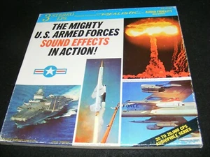 THE MIGHTY U.S. ARMED FORCES Sound Effects 3 LP REALISTIC w Atom Bomb Featured! - Picture 1 of 3