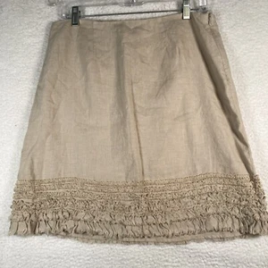 NWT TOMMY BAHAMA Women's Linen Ruffled Skirt Cotton Lined, Khaki Size 8 - Picture 1 of 10