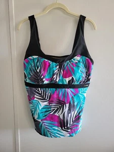 Swim Top 2x molded cups non adjustable straps nylon spandex green fushia burgund - Picture 1 of 5