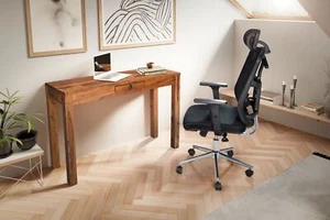 Schreibtisch FineBuy Bürotisch 118 cm Sheesham Massivholz Laptoptisch Schublade - Bild 1 von 5