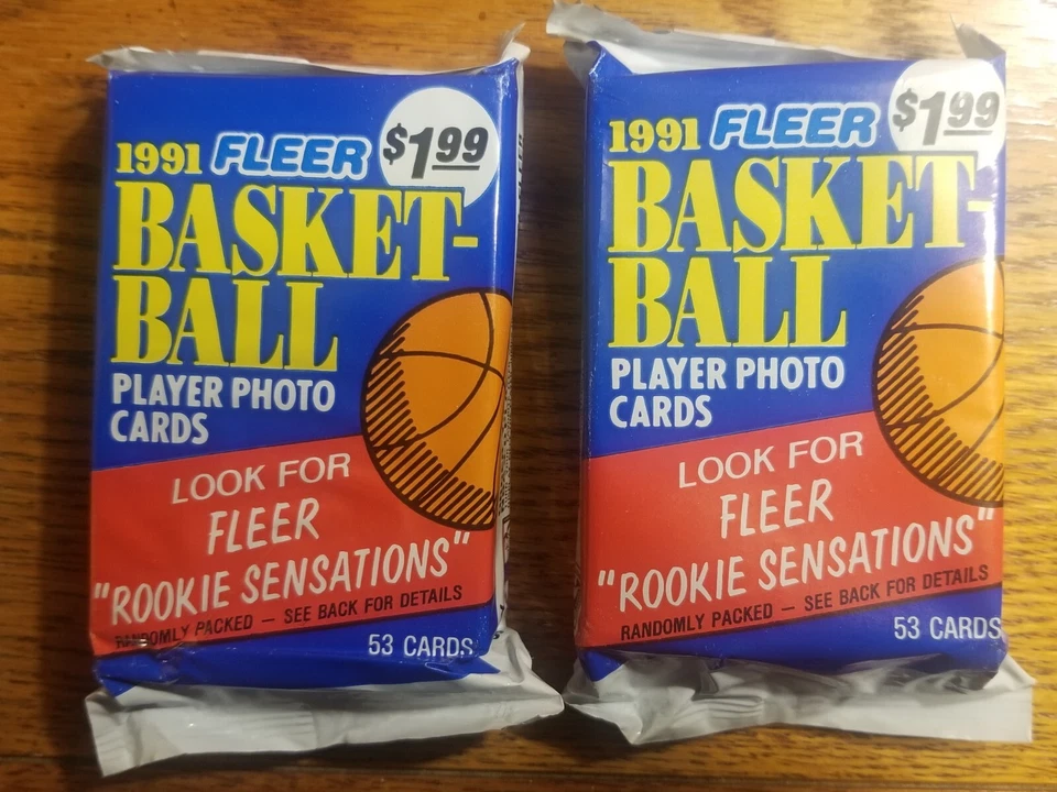 Two 1991 Fleer Basketball Player Photo Cards 53 Each Pack so 106 Total Trading