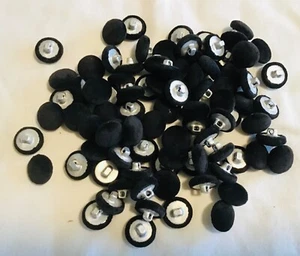 (100) Vtg.-BLACK VELVET-Shank-BUTTONS~5/8”-Sewing~Button Lovers-JewelryMaking - Picture 1 of 2