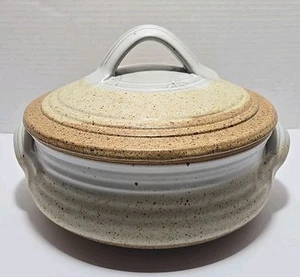 Paul Latos Signed/Linn Pottery Servizio Pentola da Cucina con Coperchio, 10,5" L X 3" D - Foto 1 di 11