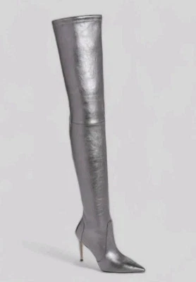 $1250 Stuart Weitzman Ultrastuart 100 Botas de Cuero Metálico Sobre la Rodilla Talla 8 Foto 1 de 4
